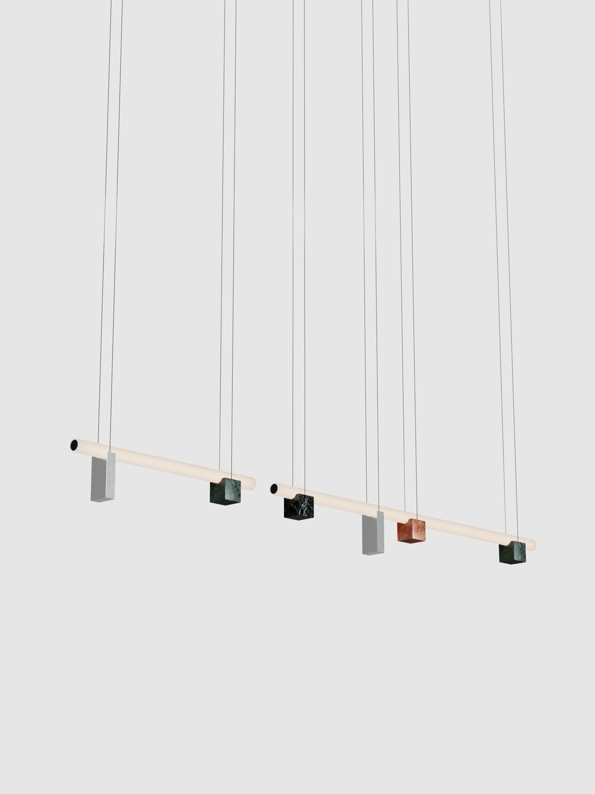 P2 - Black Marquina + Guatemala Green + Polished aluminium + Red Negrais