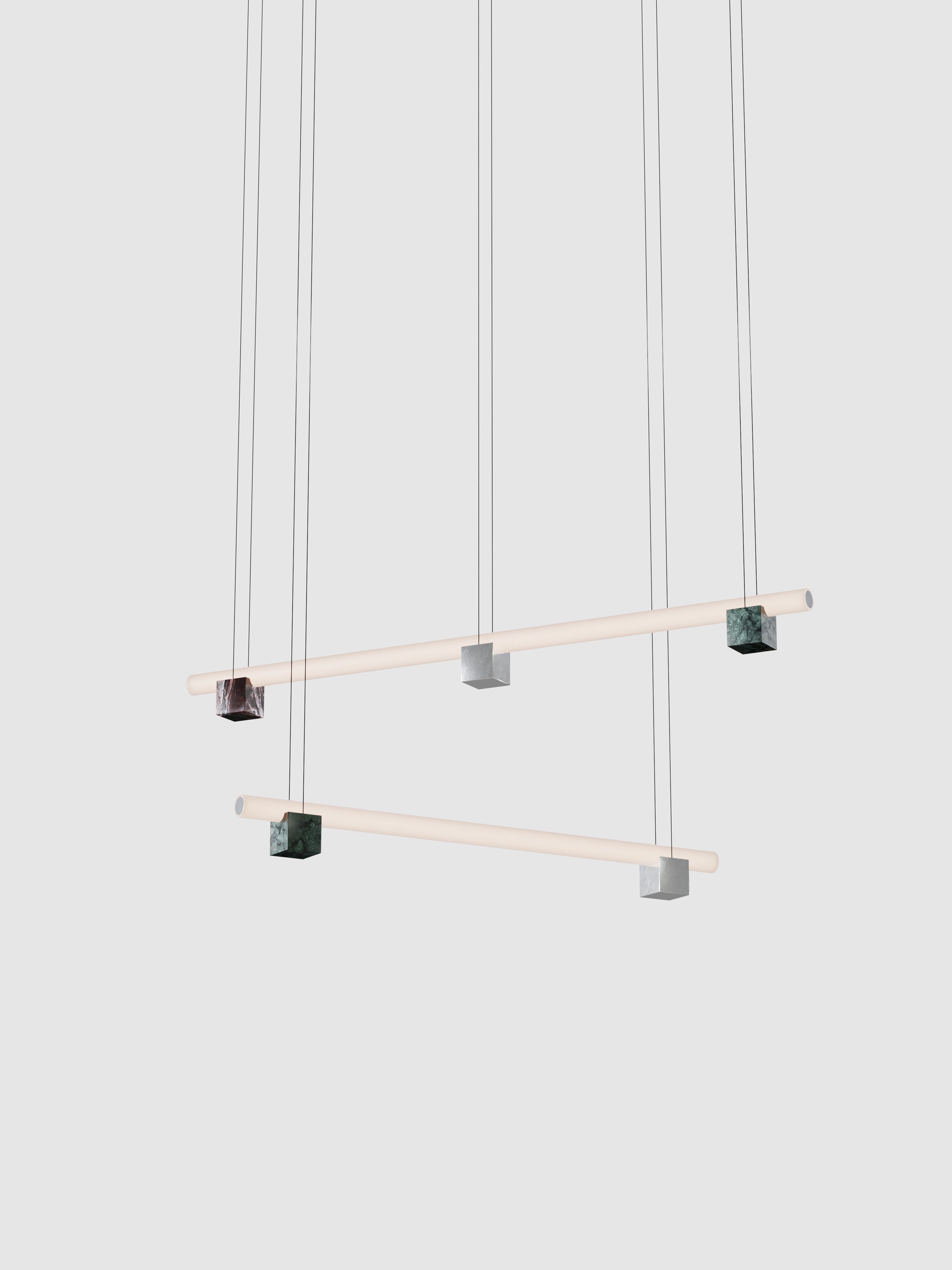 P2 - Red Levanto + Polished aluminium + Guatemala Green