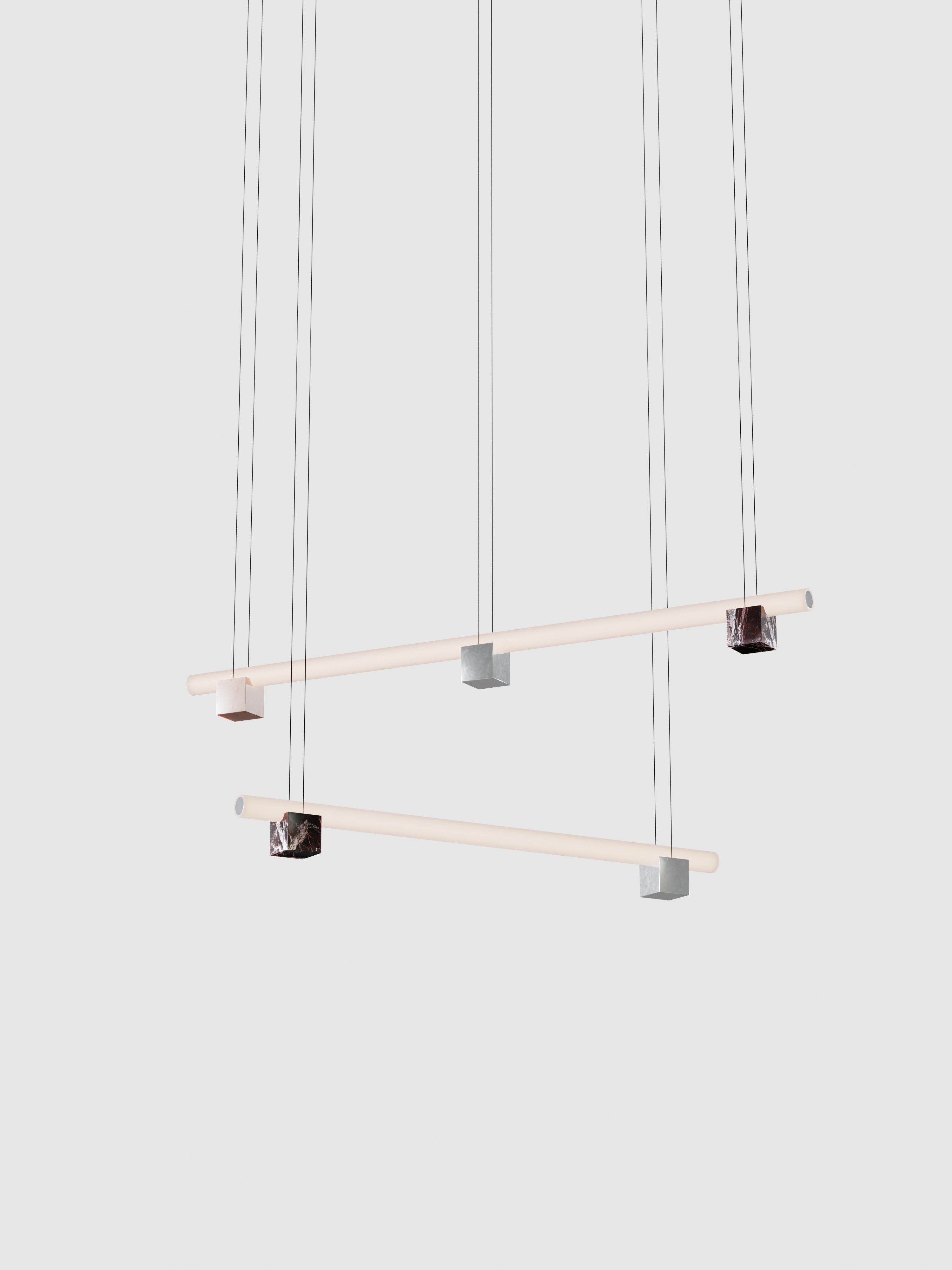 P4 - Pink Portugal + Polished aluminium + Red Levanto